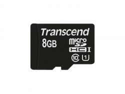 Transcend MicroSD/SDHC Card  8GB UHS1 w/adapter TS8GUSDU1