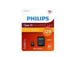 Philips MicroSDXC 128Go CL10 80mb/s UHS-I +Adaptateur au détail