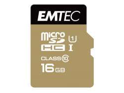 MicroSDHC 16GB EMTEC +Adapter CL10 EliteGold UHS-I 85MB/s Blister