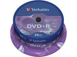 DVD+R 4.7GB Verbatim 16x 25er Cakebox 43500