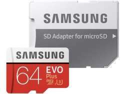 MicroSDHC 64Go Samsung +SDHC Adaptateur CL10 EVO Plus MB-MC64GA/EU *BULK