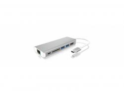 ICY BOX Dockingstation USB 3.2 Type-C USB Type-A Silber Weiß IB-DK4034-CPD