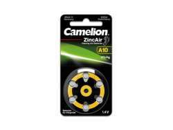 6 piles pour appareil auditif Camelion Zinc-Air A10 0% Mercury/Hg - Joune