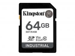 Kingston 64GB SDXC Industrial 40C to 85C C10 UHS-I U3 V30 A1 pSLC SDIT/64GB