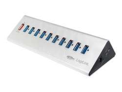 LogiLink USB 3.0 Hub 10 Port + 1x Schnell-Ladeport (silver)
