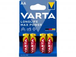 Varta Battery Alkaline, Mignon, AA, LR06, 1.5V Longlife Max Power (4-Pack)
