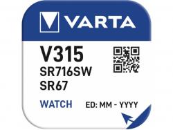 Varta Battery Silver Oxide, Knopfzelle, 315, SR67, 1.55V (10-Pack)