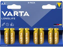 Varta Batterie Alkaline, Mignon, AA, LR06, 1.5V  Longlife, Blister (8-Pack)