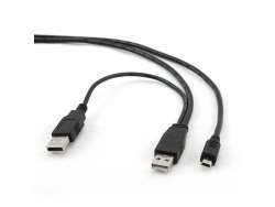 Câble adaptateur CableXpert Dual USB A vers Mini-USB 0,9 m CCP-USB22-AM5P-3