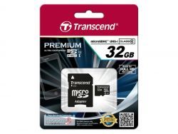 Transcend MicroSD/SDHC Card 32GB UHS1 w/adapter TS32GUSDU1