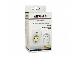 Arcas 1-fach mit 2 x USB Zwischenstecker max. 2100mA