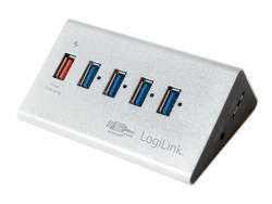 LogiLink USB 3.0 Hub 4 Port + 1x Schnell-Ladeport silber (UA0227)