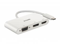 D-Link 3 In 1 USB-C Video Adapter mit HDMI & DisplayPort & VGA DUB-V310