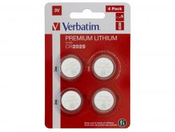 Verbatim Batterie Lithium, Knopfzelle, CR2025, 3V - Retail Blister (4-Pack)