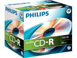 Philips CD-R Audio 80min 10 pièces - Boîtier en cristal - Carton box CR7A0NJ10/00