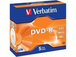 DVD-R 4.7GB Verbatim 16x 5er Jewel Case 43519