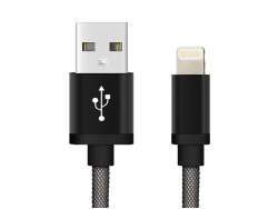 Reekin-Chargeur-pour-Iphone-USB-Lightning-1-0-m-Noir-Filet