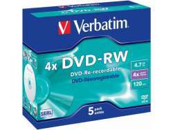 DVD-RW 4.7GB Verbatim 4x 5er Jewel Case 43285
