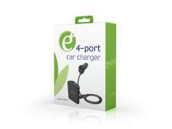 EnerGenie Chargeur pour automobile AV ou AR avec 4 ports, 9.6 A., NOIR EG-4U-CAR-01