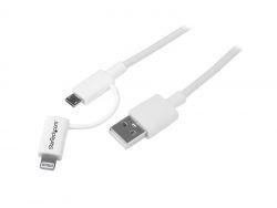 STARTECH Apple Lightning oder Micro USB auf USB Kabel Weiss 1m LTUB1MWH