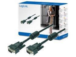 LogiLink Kabel VGA 2x Stecker mit Ferritkern schwarz 10 Meter CV0016