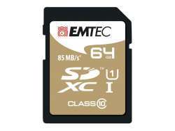 SDXC 64Go Emtec CL10 EliteGold UHS-I 85MB/s - Sous blister