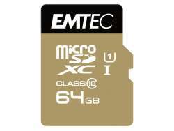 MicroSDXC 64GB EMTEC +Adapter CL10 EliteGold UHS-I 85MB/s Blister