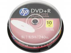 HP DVD+R DL 8.5GB/240Min/8x Cakebox (10 Disc) Printable Surface DRE00060WIP