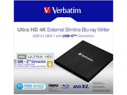 Verbatim Blu-ray Recorder, USB 3.1, 6x/8x/24x, UHD, 4K, BDXL - Portable