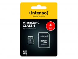 MicroSDHC 4Go Intenso avec adaptateur CL4 - Sous blister