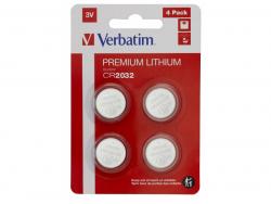 Verbatim Battery  Lithium, Knopfzelle, CR2032, 3V - Blister (4-Pack)