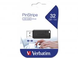 USB FlashDrive 32GB Verbatim PinStripe (Black) 49064