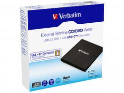 Verbatim DVD Recorder, USB 3.2, A-C, 8x/6x/24x, Slimline Portable, Czarny