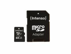 Intenso MicroSD 64GB + Adapter CL10, U1 (Blister)