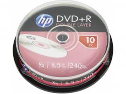 HP DVD+R DL 8.5GB/240Min/8x Cakebox (10 Disc) - Silver Surface DRE00060