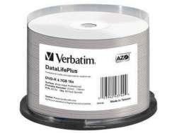 Verbatim-DVD-R-47GB-120Min-16x-Cakebox-50-Disc-InkJet-Printab