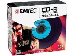 Pack-de-10-CD-R-EMTEC-Vinyl-700MB-52x-Slim-Case
